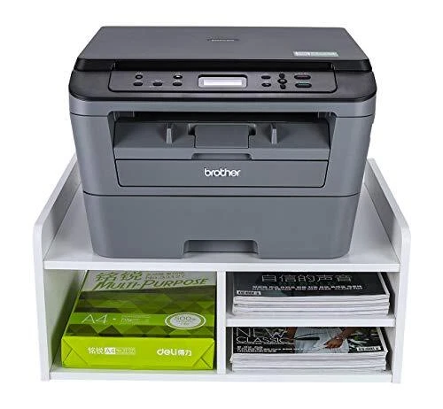 Desktop Wood 2 Tier Printer Stand with Storage Fax Shelf Office Supplies