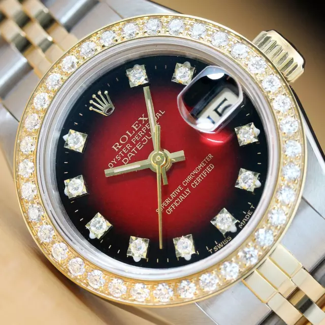 Rolex Donna Datejust 69173 Fabbrica Diamante Quadrante 18K Oro Giallo & Acciaio