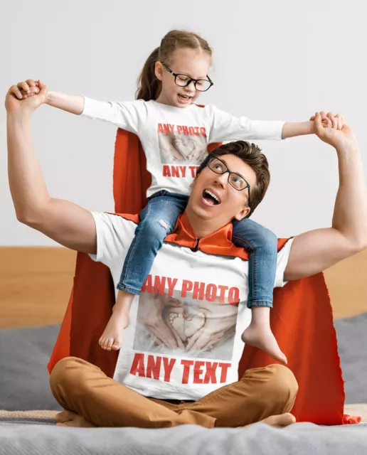 Unisex Men's Women's Kid's T-Shirt Design Personalised Your Photo & Text