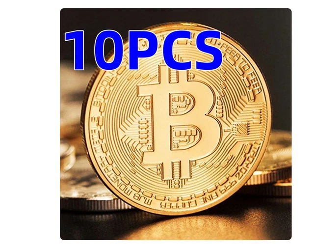10PCS Gold-plated Bitcoin Coin for Crypto Coins Collectors