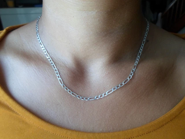 Chaîne En Argent Massif Maille Figaro - 50 Cm, 10,32 Grammes, Occasion