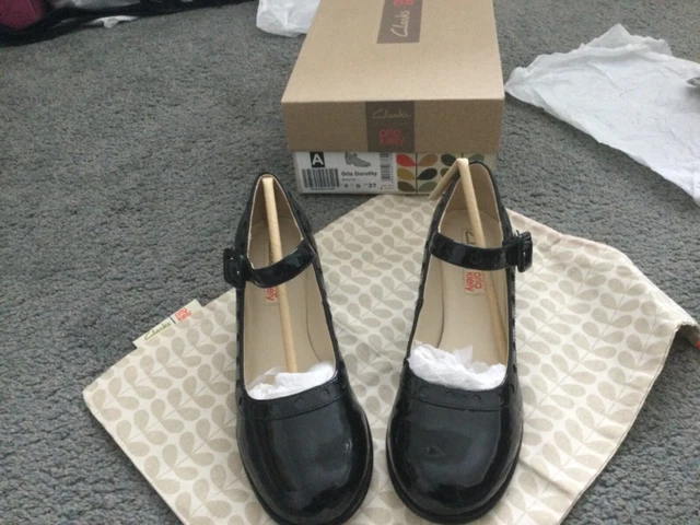 CLARKS ORLA KIELY Black Patent Dorothy Shoes Size