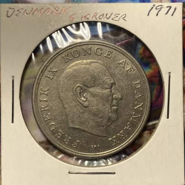 1971 Denmark 5 Kroner Coin