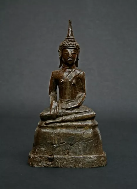 RARE ANTIQUE SILVER ALLOY BUDDHA LAOS or NORTH THAILAND C16th/C17th