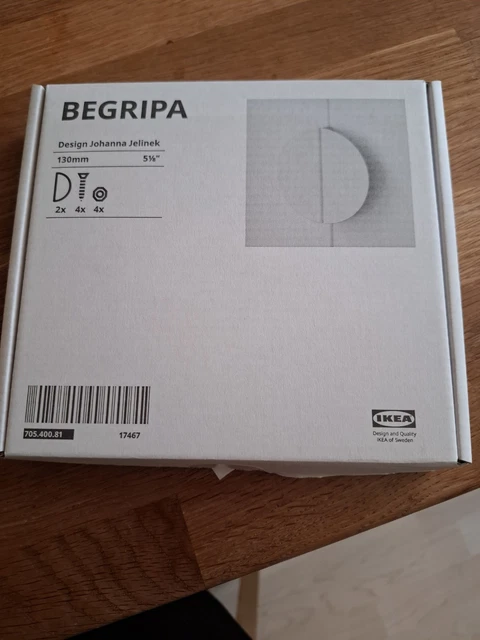 IKEA BEGRIPA GRIFF 2 Stück halbrund für SMASTAD Türgriff Griffe WEIß ...