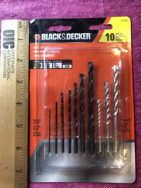Black+decker 71-717 10pc Black Oxide & Masonry Drill Bit Set