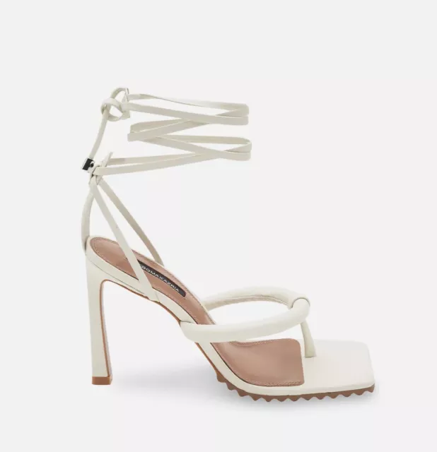 BCBGMAXAZRIA  PELIA Lace-Up Thong Dress Sandal in OPTIC WHITE New Without Box 7 2