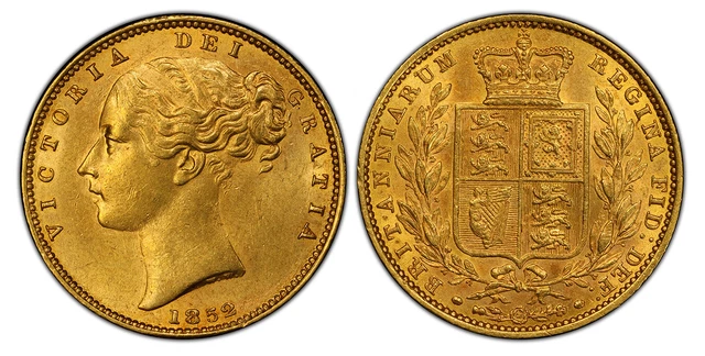 GREAT BRITAIN Victoria 1852 AV Sovereign. PCGS MS62 No die number. S-3852c