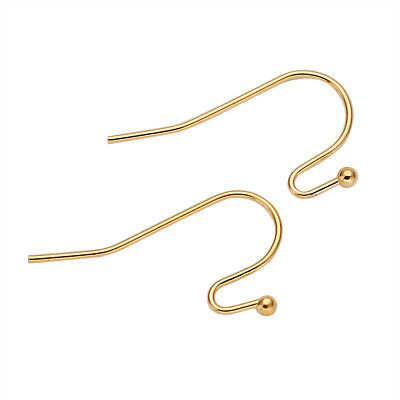 100pcs Gold Tone Brass Earring Hooks French Earwire Findings Ball End 22x11mm
