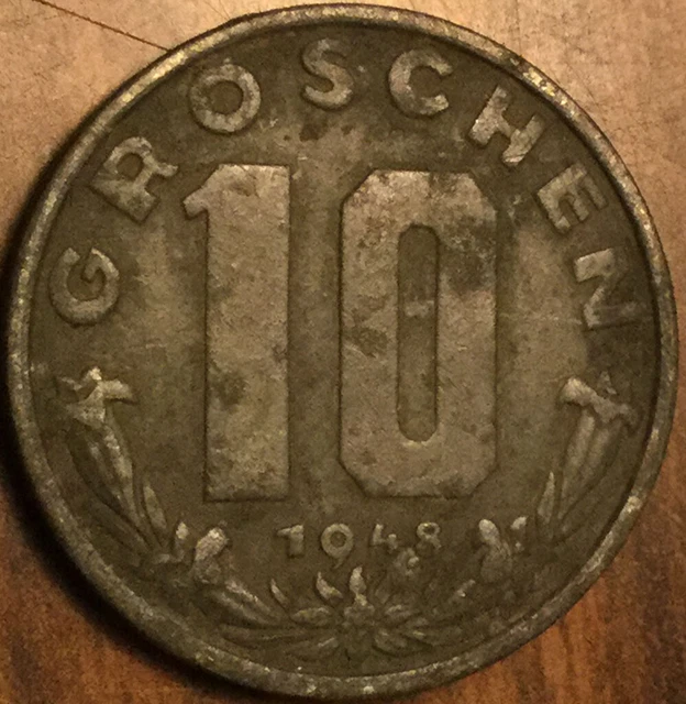 1948 Austria 10 Groschen Coin 2