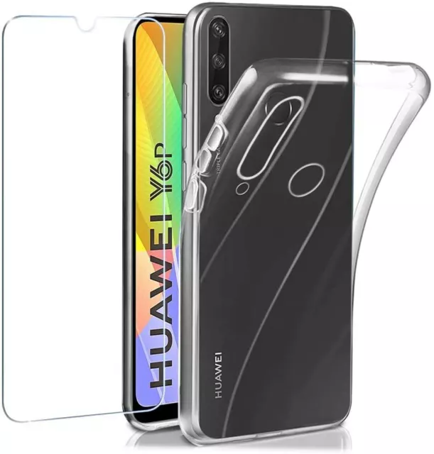 Pour Huawei Y6P 2020  Coque gel en silicone - TRANSPARENT + 1 verre trempé