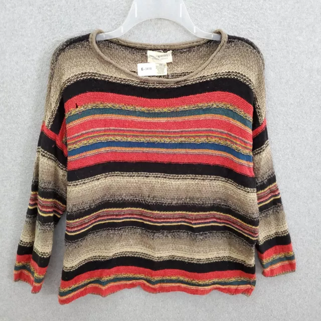 Denim & Supply Ralph Lauren Women Sweater M Beige Black Striped Linen Blend READ