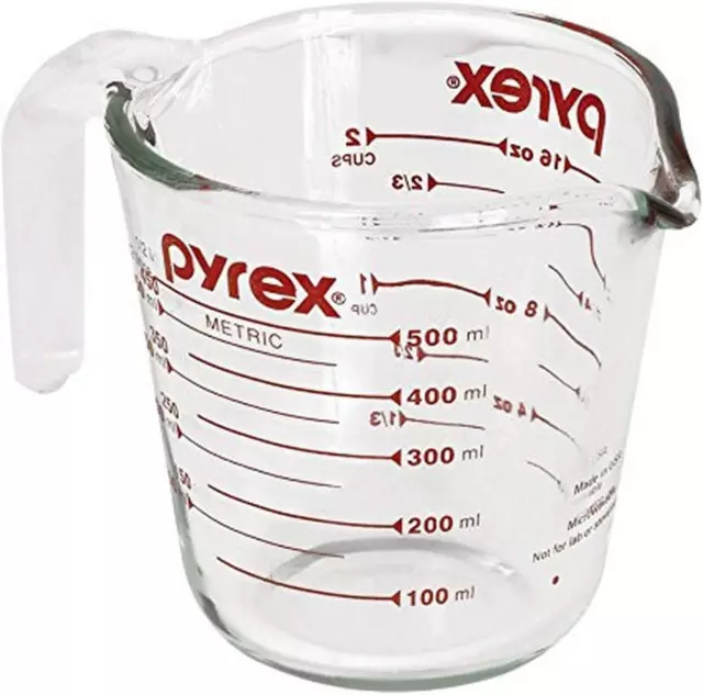 Pyrex Prepware 2-Cup Measuring Cup, Red Graphics, Clear