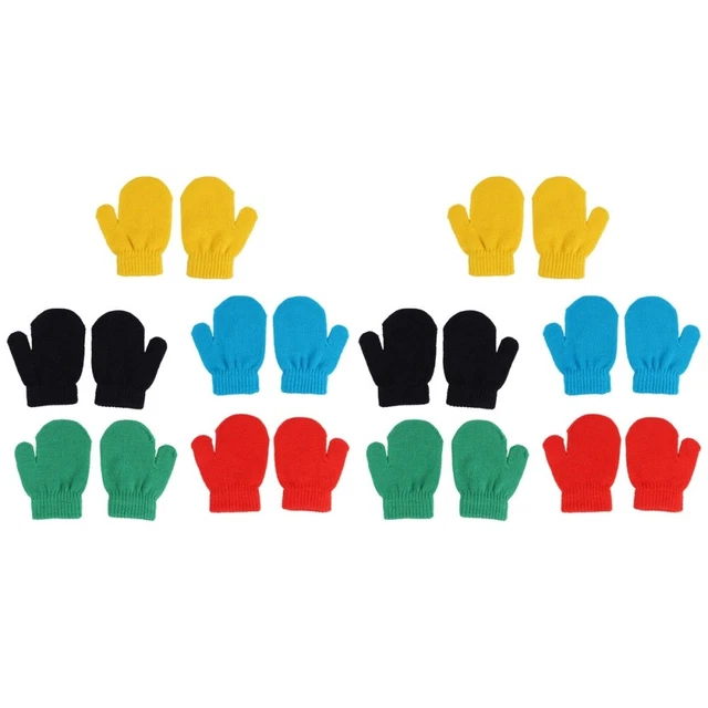 10 Pairs Children Knitted Gloves Boys Girls Full Finger Mitten Winter Warm