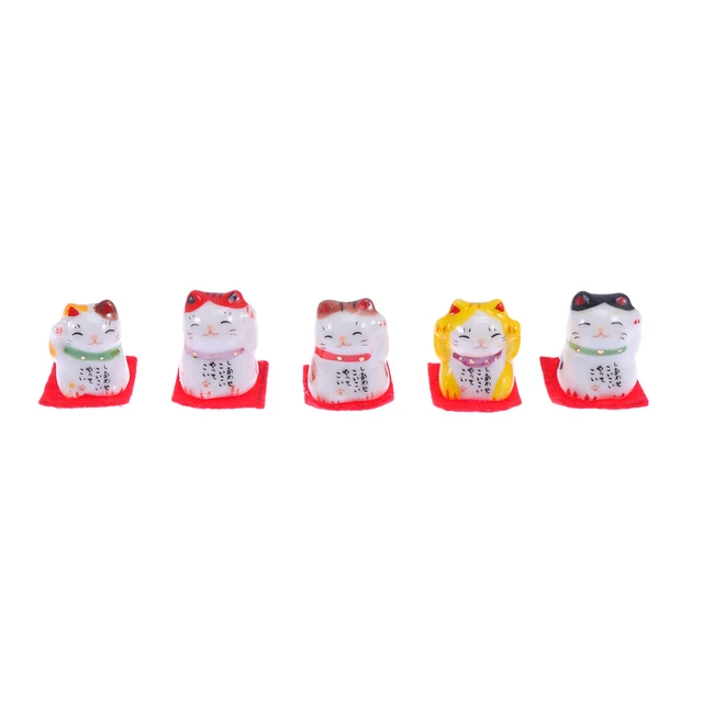 5 Pcs Mini Table Cat Figurines Nativity Ornaments Car Decoration Wooden
