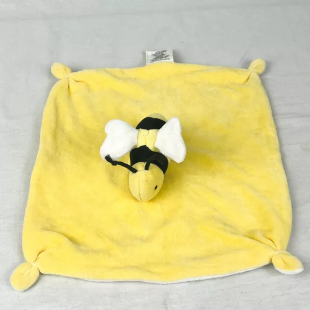 Burt's Bees Baby Lovey Yellow Bumble Bee Security Blanket 10"×10" Organic Cotton