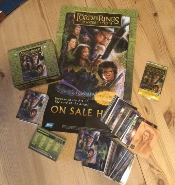 Topps LOTR Masterpieces 2- Two Complete 72 Card Sets, Box + Sale Poster-2007