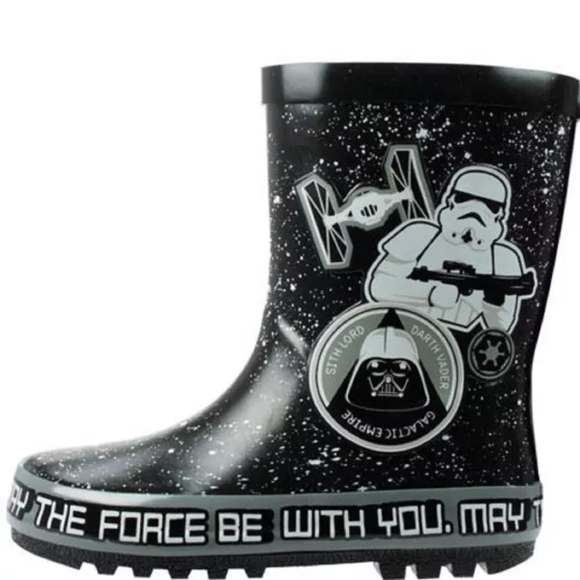 Boys Storm Trooper Star Wars Rubber Wellys Wellies Rain Wellington Boots Size