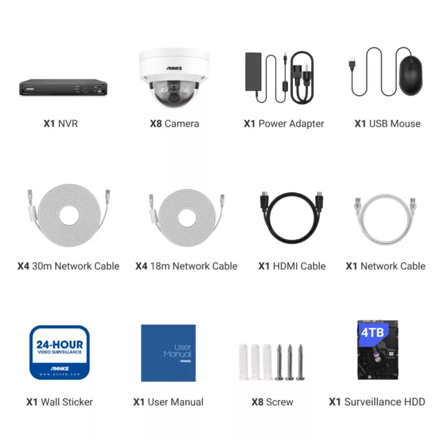ANNKE 8CH 4K POE IP AI Überwachungskamera Mit Mikrofon Farbnachtsicht 12MP NVR 3