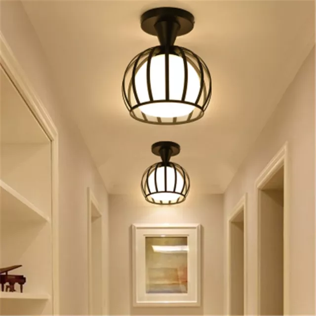 Modern Semi Flush Mount Ceiling Lamp Hallway Entryway Lighting with Metal Frame