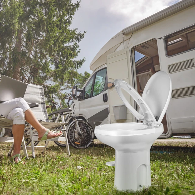 PORTABLE RV TOILET High Low Profile Gravity Camper Toilet with Foot