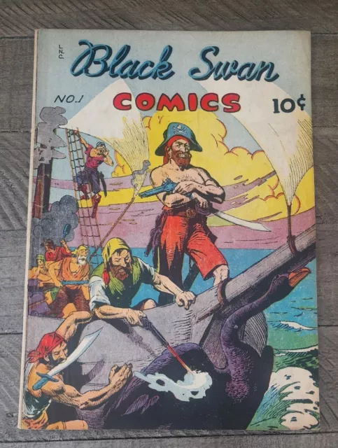 1945 BLACK SWAN #1 Comic GOLDEN AGE Pirates MLJ Magazine Complete Rare