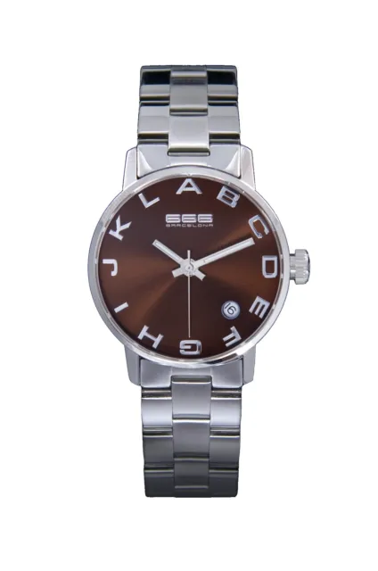 666-277 Watch 666BARCELONA Stainless Steel Brown Silver Unisex - Men and Women
