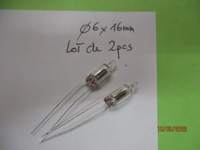 luciole neon temoin rouge / diametre 6 x 16 mm 250V AC en lot de 2 pieces