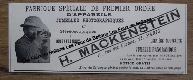 Publicité ancienne Mackenstein,jumelles photographiques 1900 clipping