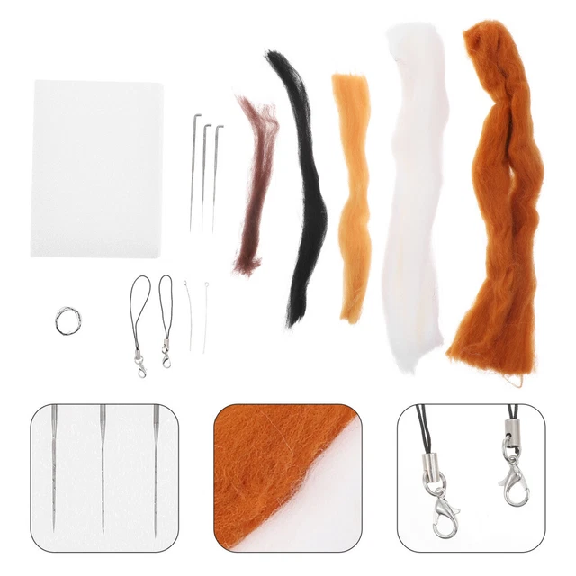 2 juegos de kits de lana de fieltro aguja perforadora de gato hágalo usted mismo kit de fieltro con aguja para principiantes