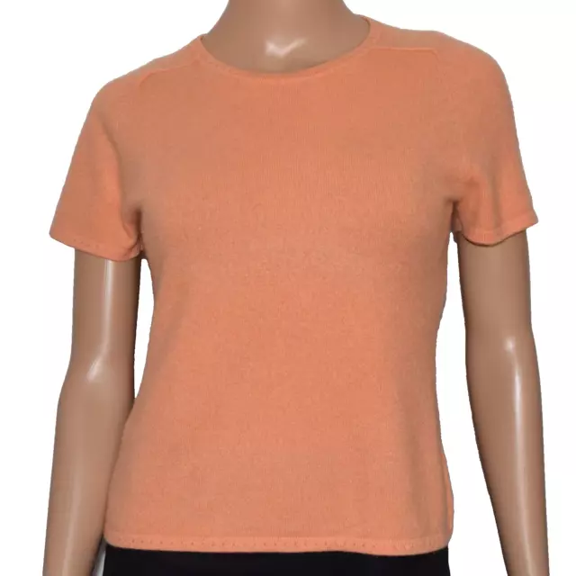 CLASSIQUES ENTIER Cashmere Short Sleeve Orange Sweater Size S