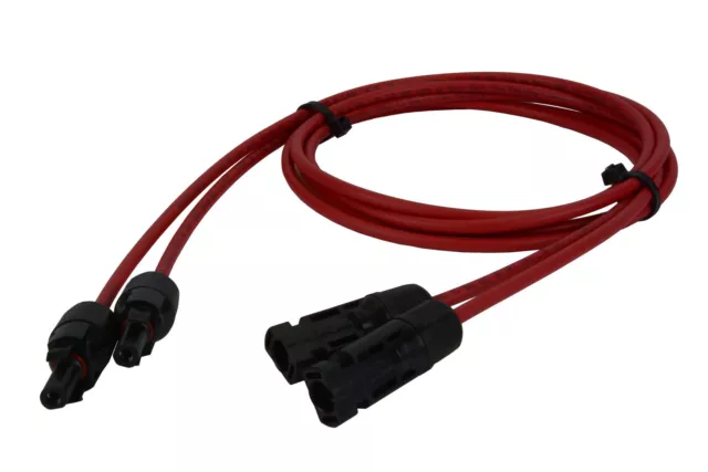 1 Pair 5 ft Solar Panel Extension Connector 12 AWG PV Cable Wire Red