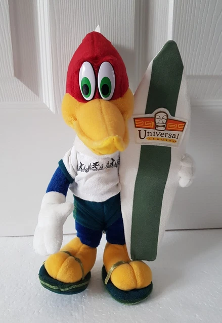 VINTAGE WOODY WOODPECKER PLUSH soft toy 1999 UNIVERSAL STUDIOS surf