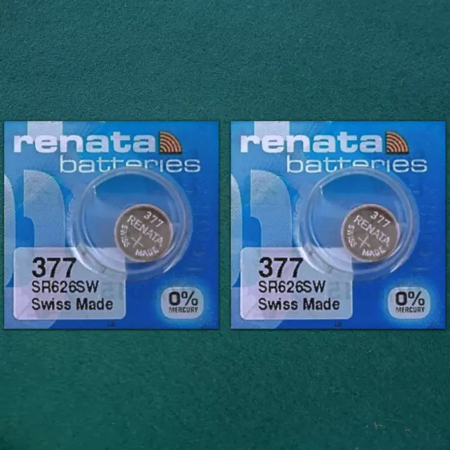 2X Renata 377 1.55v Watch Coin Cell Batteries SR626SW SR66 AG4 LR626 Battery