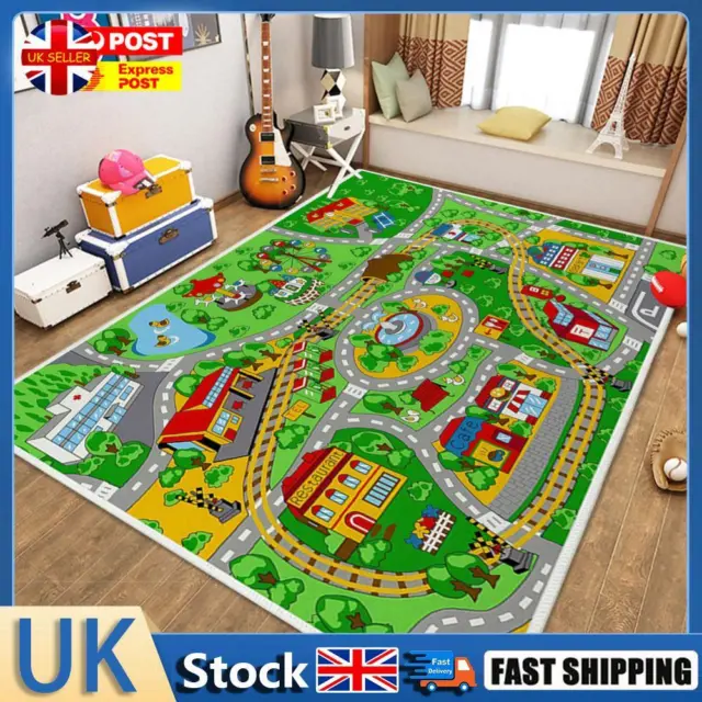 Kids Cartoon Carpet Rectangular Crawling Rug for Playroom Bedroom (60*90cm D) Ho