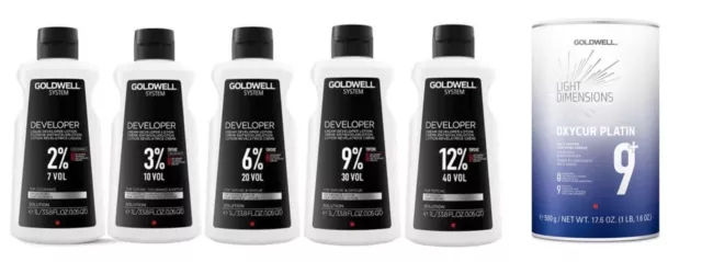 Goldwell Developer 2%, 3%, 6%, 9%, 12%1000ml + Oxycur Platin Bleichpulver 500g-Optionen