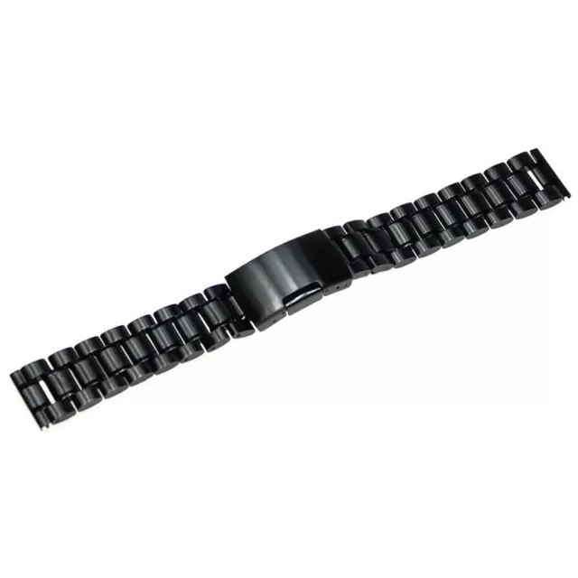 24mm Stainless Steel Bracelet Watch Band Strap Straight End Solid Links (Black) 2