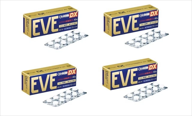 4 cajas EVE QUICK DX 40 tabletas para alivio del dolor de cabeza Japón