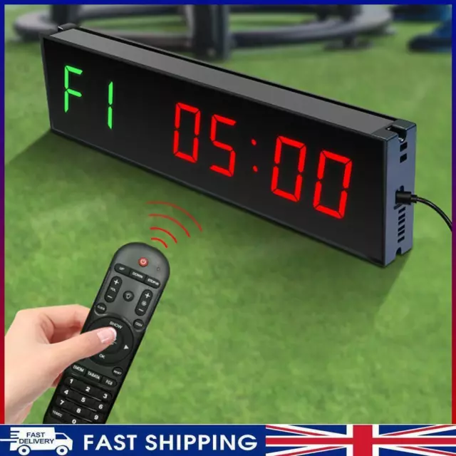 UK LED Digital Countdown Wall Mounted Down/Up Clock Stopwatch for Exercise Fitne