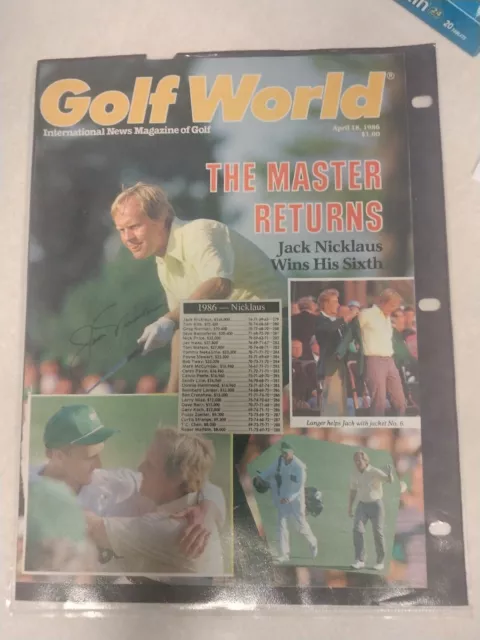 Jack Nicklaus signed golf world magazine cover masters US Open Ryder British Pga