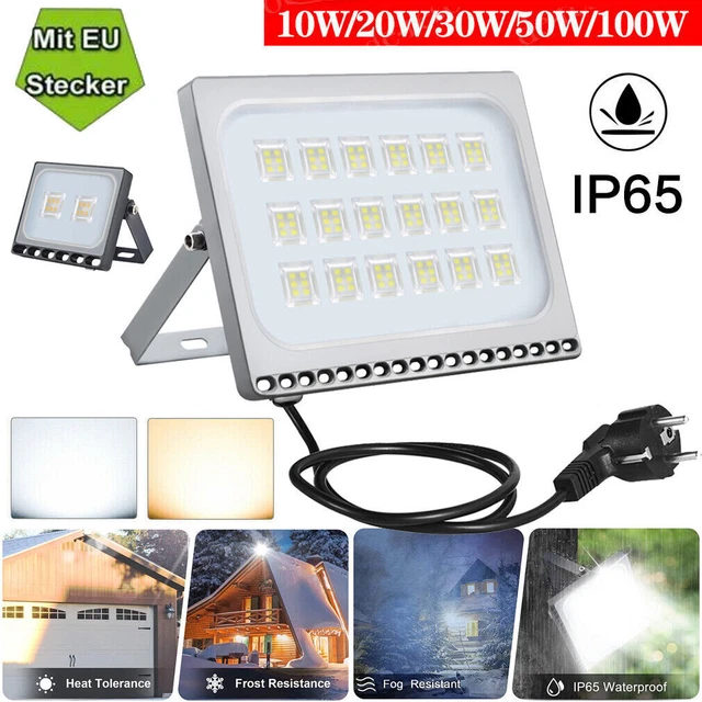 LED Fluter mit Bewegungsmelder Stecker IP65 Außen Strahler Scheinwerfer 10-100W