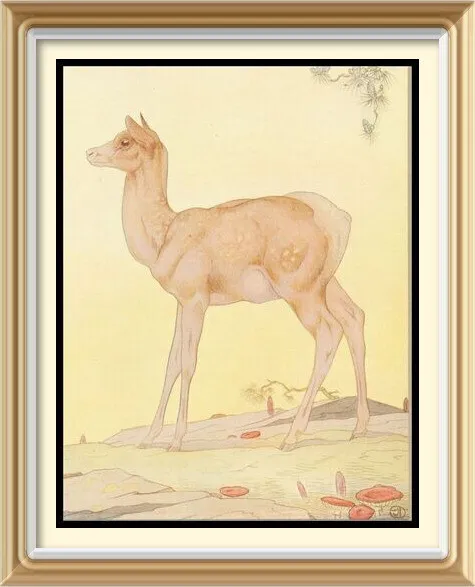 Vintage DETMOLD c1930 Baby Animal Art Print - THE FAWN Deer Roe Wildlife