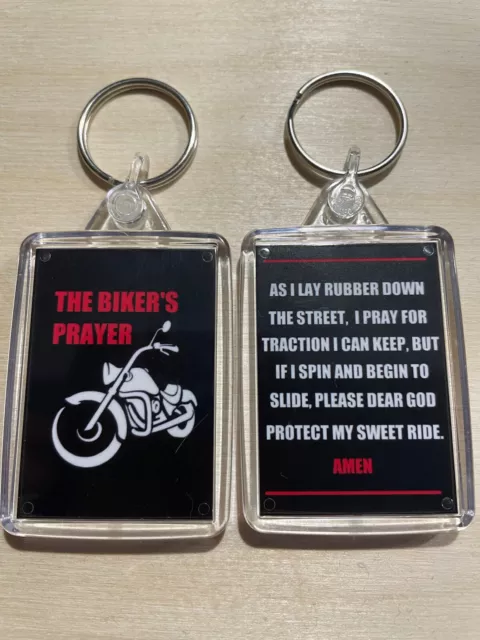 The Biker Prayer funny motorcycle MC rocker keyring gift novelty present bag ta