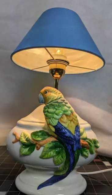 Elegante figürliche Tischlampe Keramik PAPAGEI