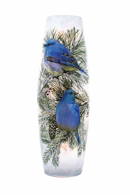 Light-up Winter Bluebird Large Vase