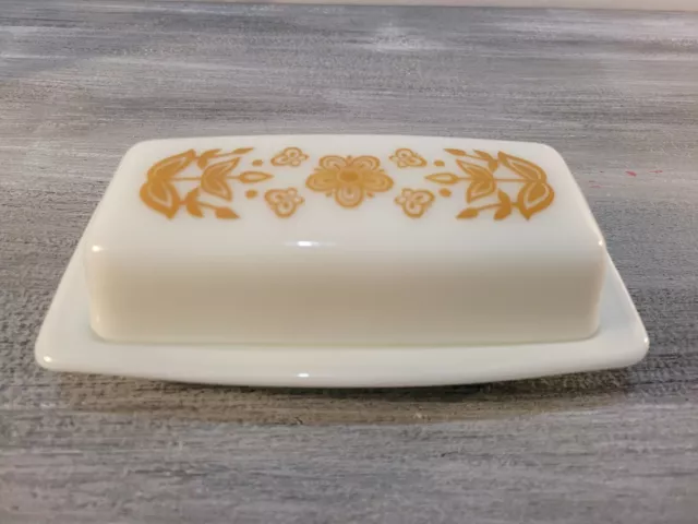 Pyrex Covered Butter Dish Butterfly Gold