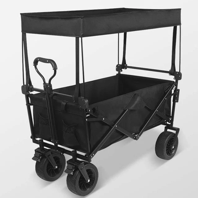 Auvent De Chariot Pliable – Housse D’ombrage Imperméable Oxford 600D – Gris Ou Bleu Foncé – Pour Poussette, Chariot De Plage Ou De Camping - 3