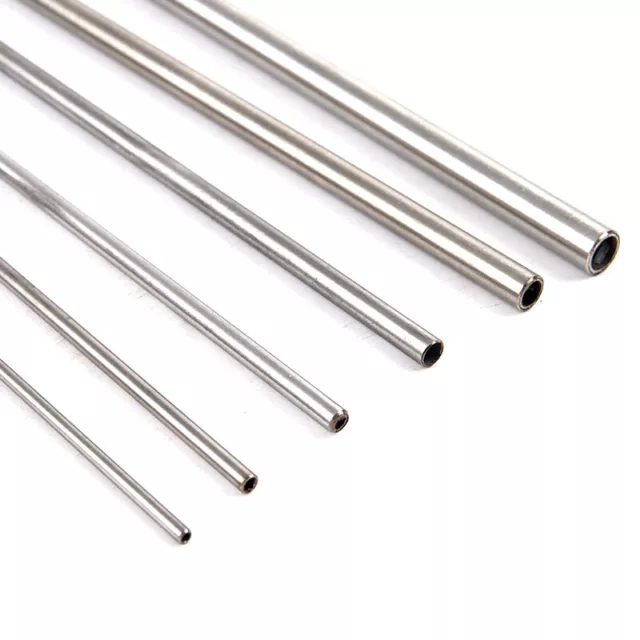 Silver Round 304 Stainless Steel Capillary Tube Pipe 250mm Hollow Circular T*_*