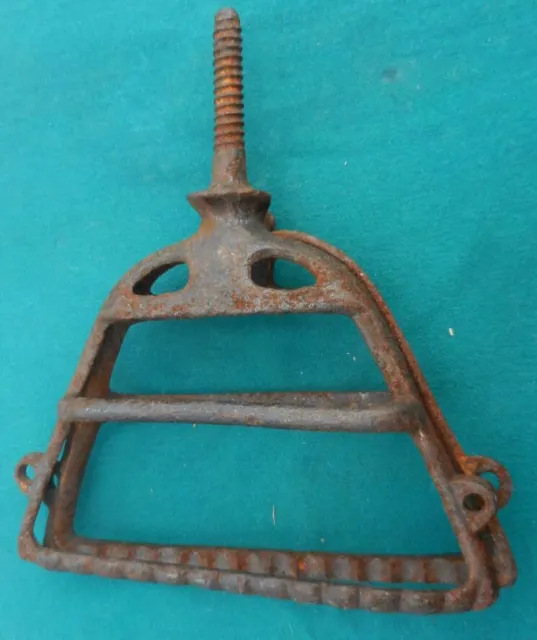 Unusual Item - Antique 19th C Cast Iron Mop Head Holder - 7" x 8" - Sharp Spikes