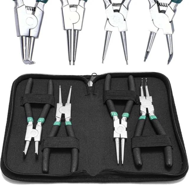 7" inch Circlip Pliers Set 4pcs Heavy Duty Internal/External Snap Ring C Clip